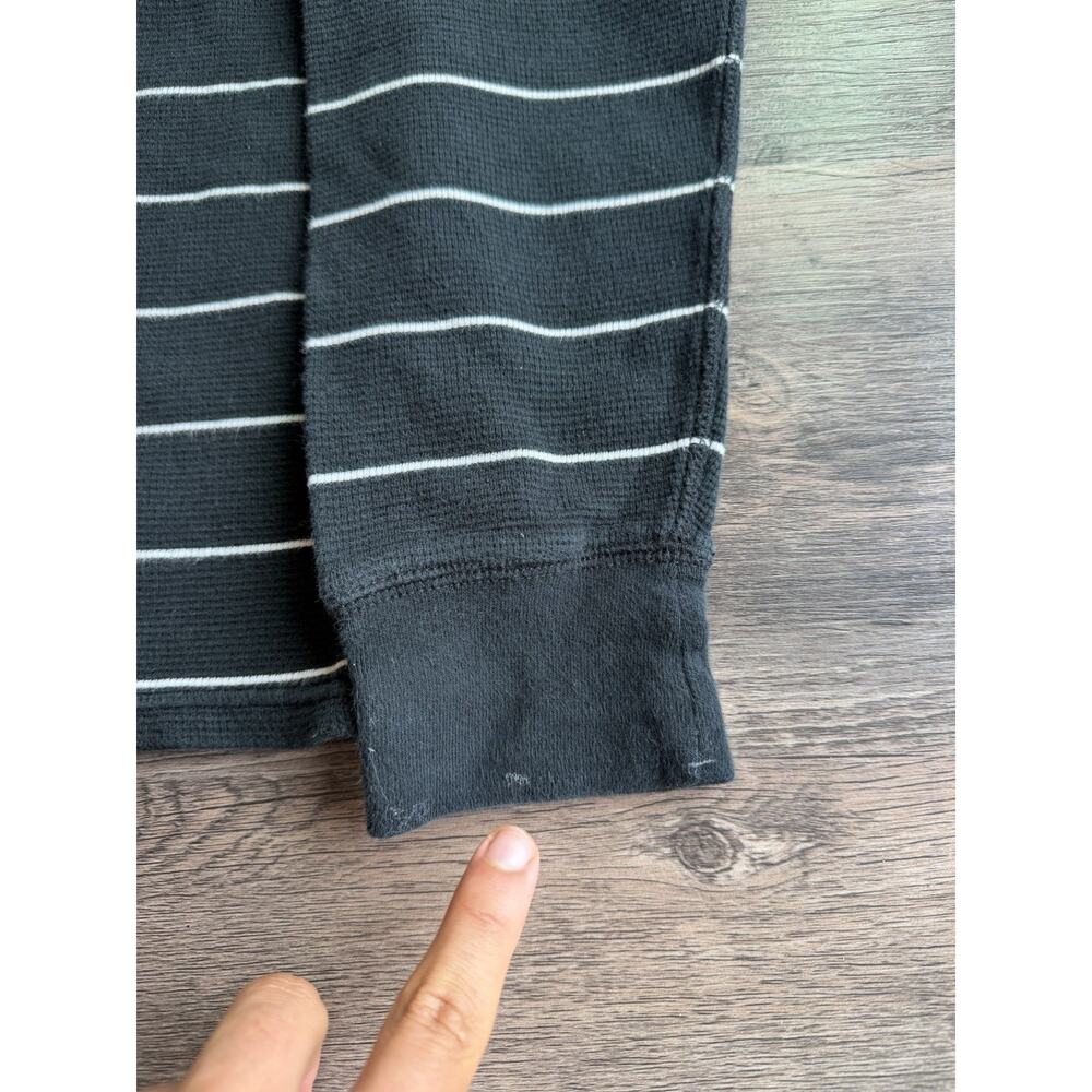 Polo Ralph Lauren Thermal Shirt Womens XL Black White Stripe Waffle Knit Cotton - Picture 9 of 9